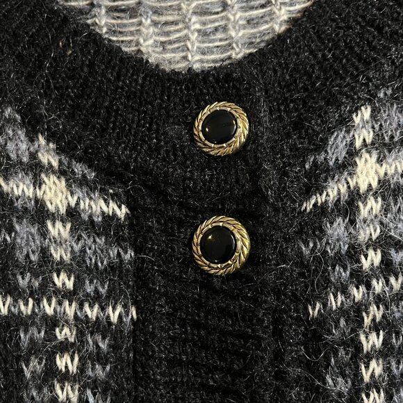 Vtg Plaid Mohair Blnd Cardigan Sweater Women Medium Academia Soft Grunge Granny - Picture 8 of 12